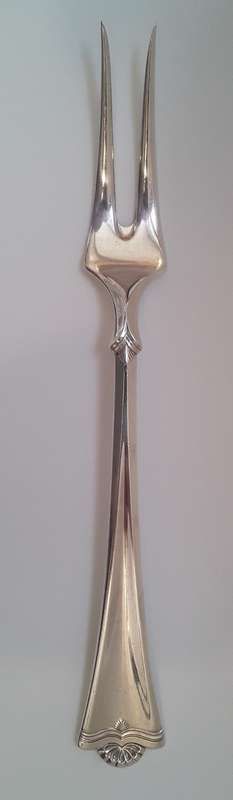 A superb solid silver serving fork by renowned Norwegian silversmith `Magnus Aase`.  23cm / 61.8g