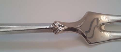 A superb solid silver serving fork by renowned Norwegian silversmith `Magnus Aase`.  23cm / 61.8g