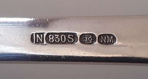 A superb solid silver serving fork by renowned Norwegian silversmith `Magnus Aase`.  23cm / 61.8g