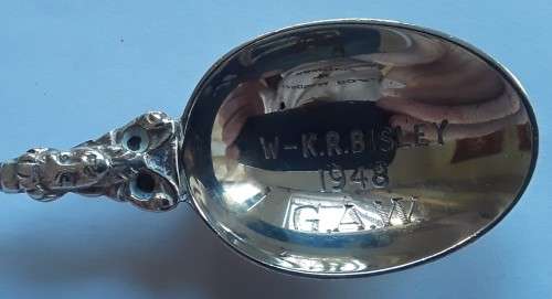 A rare Dutch solid silver presentation spoon (shooting award). Bisley, 1948.