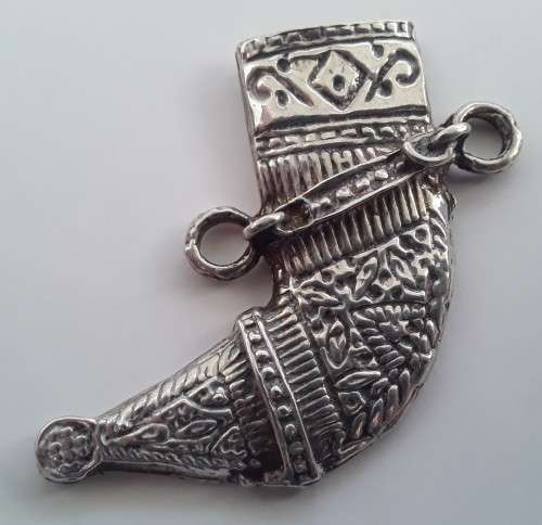 Vintage miniature 925 sterling silver ornamental dagger and scabbard.