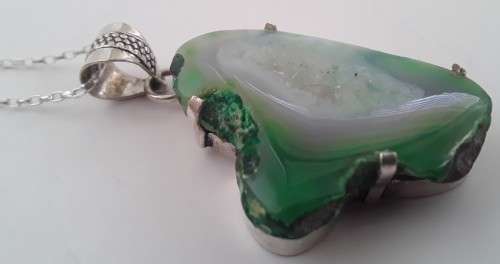 Sterling silver and natural jade pendant with 925 chain.  Stunning!!!