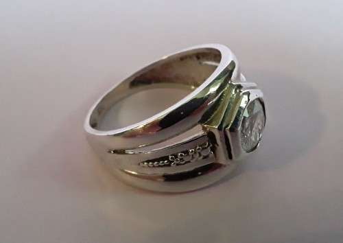 Solid sterling silver cyclops ring with clear stone