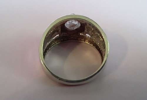 Solid sterling silver cyclops ring with clear stone