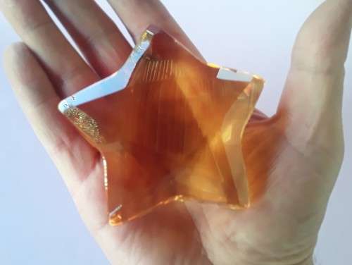 Vintage Rosenthal amber crystal paperweight.