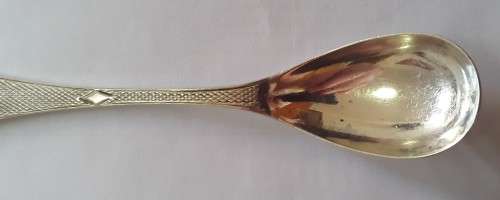 Hallmarked silver condiment spoon.  Birmingham, 1869.  Weight:  11.98g