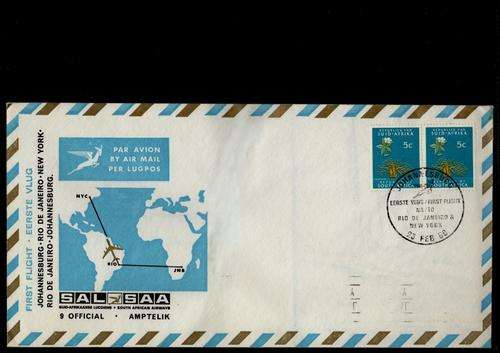 RARE FDC - RSA FDC NO. 9 UNADRESSED - MISSING DRUKWERK/PRINTED MATTER OVPT (NORMALLY ABOVE AIRTAG)
