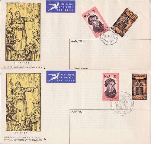 RSA FDC # 6 - TWO DIFFERENT FIRST DAY CANCELLERS - CAPE TOWN & PRETORIA