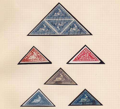 CAPE OF GOOD HOPE TRIANGULAR STAMPS - SMALL LOT OF FORGERIES/FACSIMILES - INTERESTING