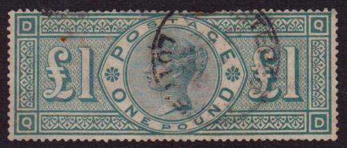 GB VICTORIAN POUND USED - A FEW SHORT PERFS AT TOP - VERY NICE SPACEFILLER R8000