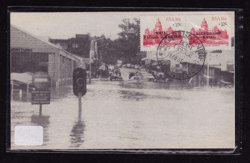 SPECIAL LADYSMITH GARRISON SIEGE CANCELLER ON FLOOD DISASTER STAMPS 13.06.1986