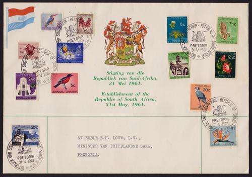 RARE RSA 31st MAY 1961 FDC addressed to Minister of Foreign Affairs E H LOUW