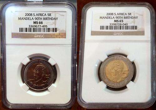 2008 Mandela 90th Birthday R5 MS65 AND MS66
