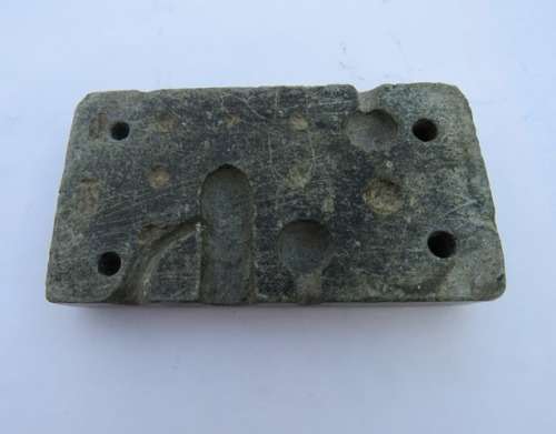 Rare Antique Marble Stone Block Musket Bullet Mould.