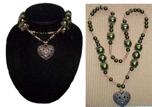 Green Beaded Necklace 40cm