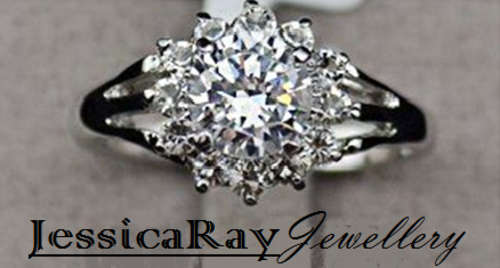 White Gold Plated, Cubic Zirconia, Cluster (Flower) Ring - USA SIZE 9