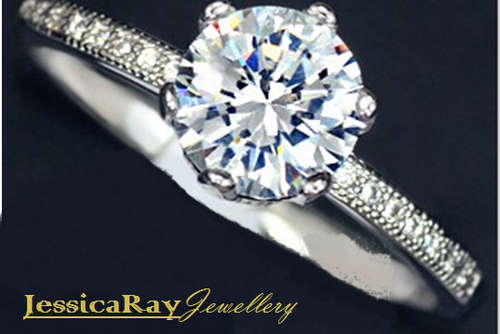 Rhodium Plated, Cubic Zirconia Solitaire(Crown Design) - USA SIZE 6.5