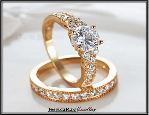 18K Yellow Gold Plated Wedding Set (2xrings) - USA SIZE 6