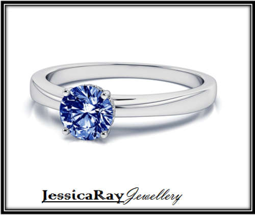 14k White Gold, Solitaire Ring Genuine Tanzanite - Ring Size  USA 7