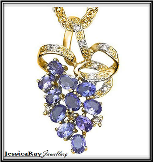 1.660ct TW - Genuine Tanzanite & Genuine Diamond, Platinum/Sterling Silver Pendant