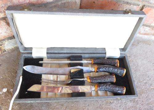 CARVING SET OF THREE PLUS A BREAD KNIFE IN ORIGINAL BOX
