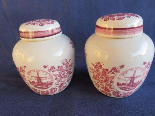 PINK DELFT MUSTARD POTS