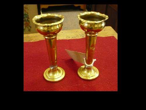 TWO OLD BRASS CANDLE STICKS