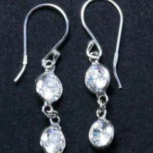 Sterling Silver Earrings 28/ mm with CZ Stone