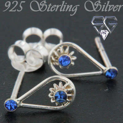 Sterling Silver Earrings 17 mm with CZ Stone