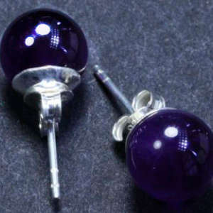 Sterling Silver Earrings 8 mm Amethyst Stone