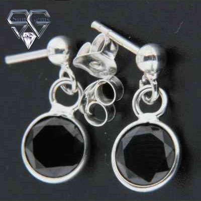 Sterling Silver Earrings 15 mm Cubic Zirconia Stone