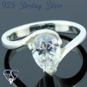 Solid 925 Sterling Silver With Cubic Zirconia stones ring size # 6 + 3.44g