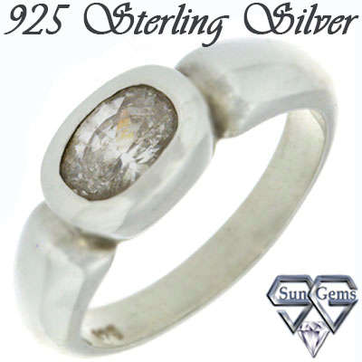 Solid 925 Sterling Silver & CZ ring size 7# + 4.30g