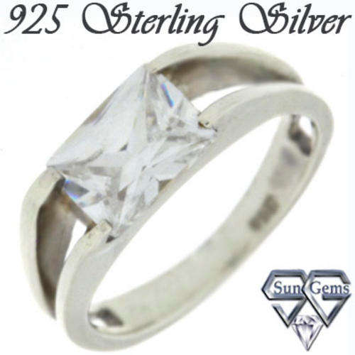 Solid 925 Sterling Silver & CZ ring size 6# + 3.23g