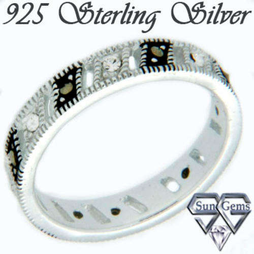 Solid 925 SS & Marcazite + Crystal ring size 7# + 3.18g