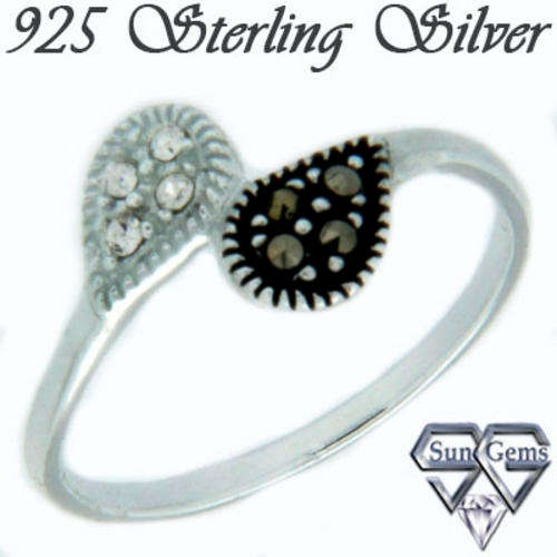 Solid 925 SS & Marcazite + Crystal ring size 7# + 1.58g