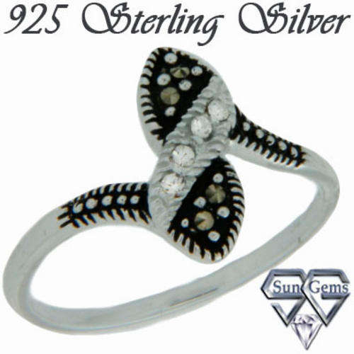 Solid 925 SS & Marcazite + Crystal ring size 7# + 1.71g