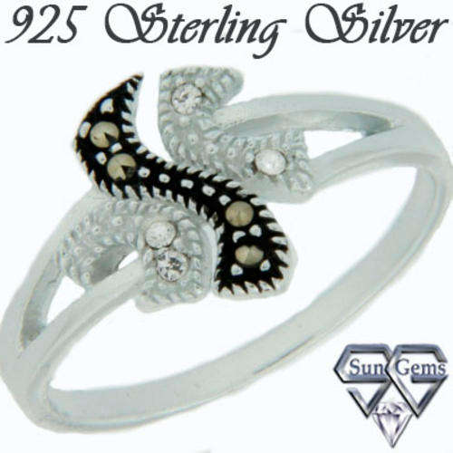 Solid 925 SS & Marcazite + Crystal ring size 7# + 1.84g