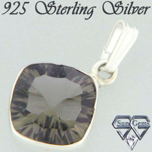 Solid 925 Sterling Silver & Smokey Quartz pendant  23mm + 2.47g