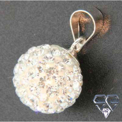 Solid 925 Sterling Silver & Crystal Pendant 15mm + 0.60g