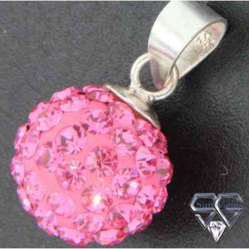 Solid 925 Sterling Silver & Crystal Pendant 17mm + 0.92g