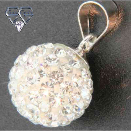 Solid 925 Sterling Silver & Crystal Pendant 16mm + 1.08g