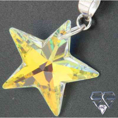 Solid 925 Sterling Silver & Crystal Pendant 25mm + 1.63g