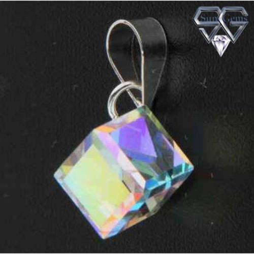 Solid 925 Sterling Silver & Crystal Pendant 15mm + 0.65g