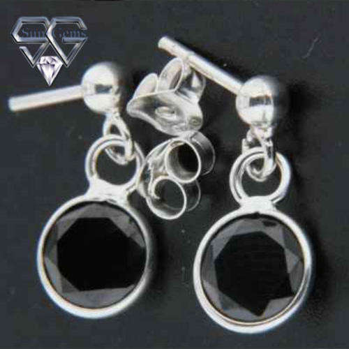 Solid 925 Sterling Silver & CZ Earrings 15mm + 1.43g