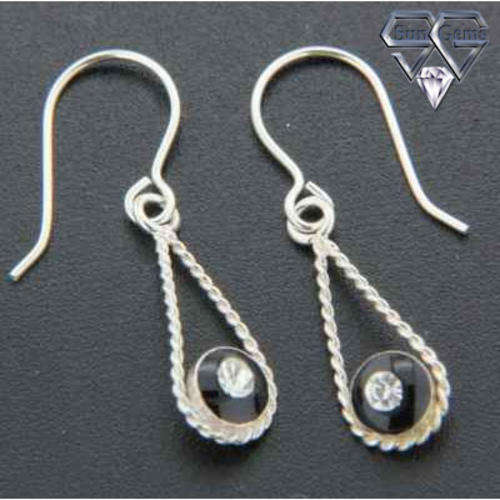 Solid 925 Sterling Silver & CZ Earrings 23mm + 0.42g