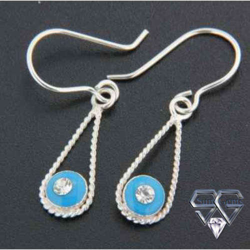 Solid 925 Sterling Silver & CZ Earrings 23mm + 0.40g