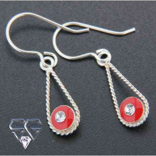 Solid 925 Sterling Silver & CZ Earrings 23mm + 0.41g
