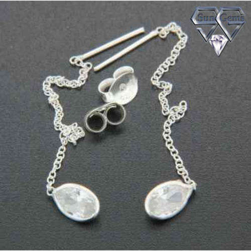 Solid 925 Sterling Silver & CZ earrings 50mm & 0.59g