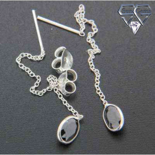 Solid 925 Sterling Silver & CZ earrings 50mm & 0.59g